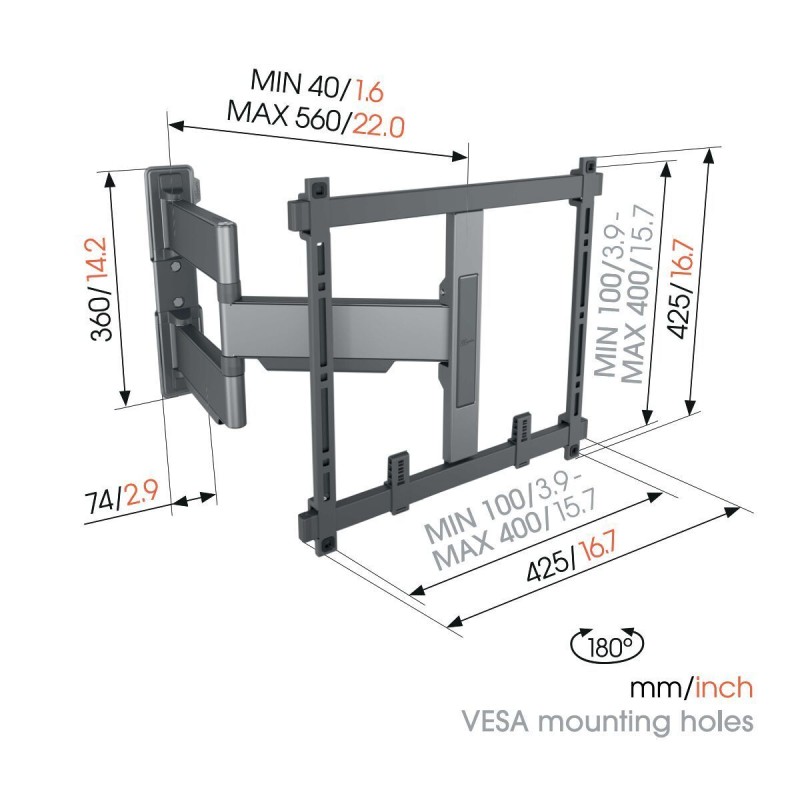 Vogels ELITE TV Wall Mount - TVM5445 - 40x40 Turn 2 arms 35kg 56cm — Buy in Cyprus with Fast Delivery