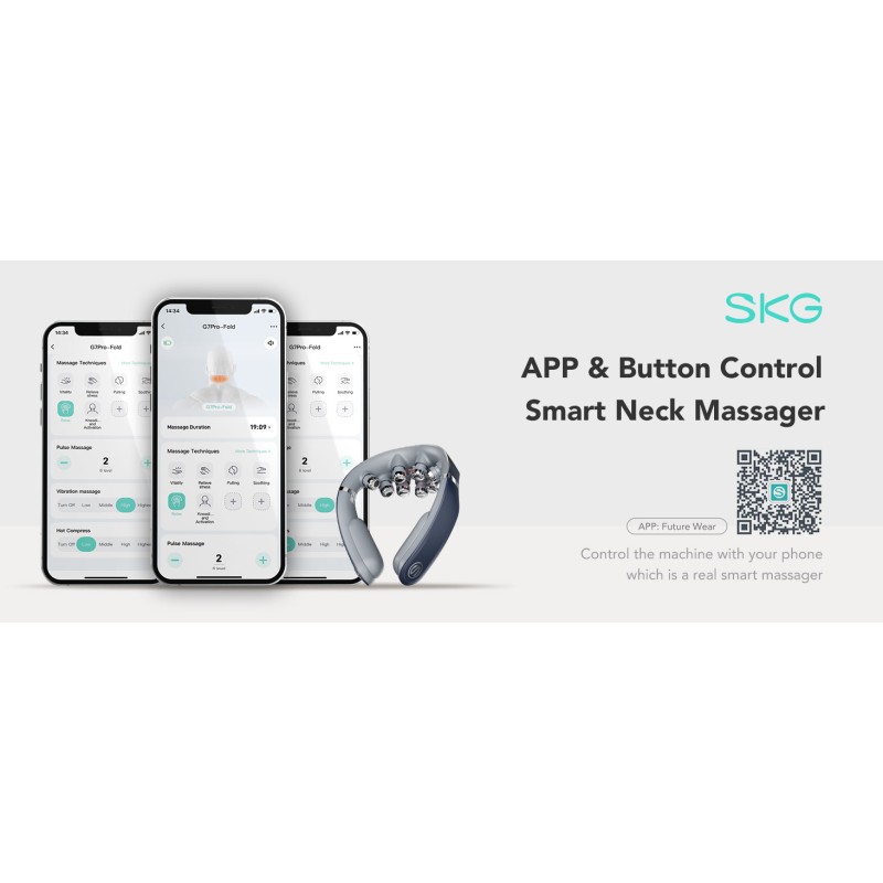 SKG Neck Massager - G7 Pro-Fold - Pulse-Heat-APP-Multiple Heads — Buy in Cyprus with Fast Delivery