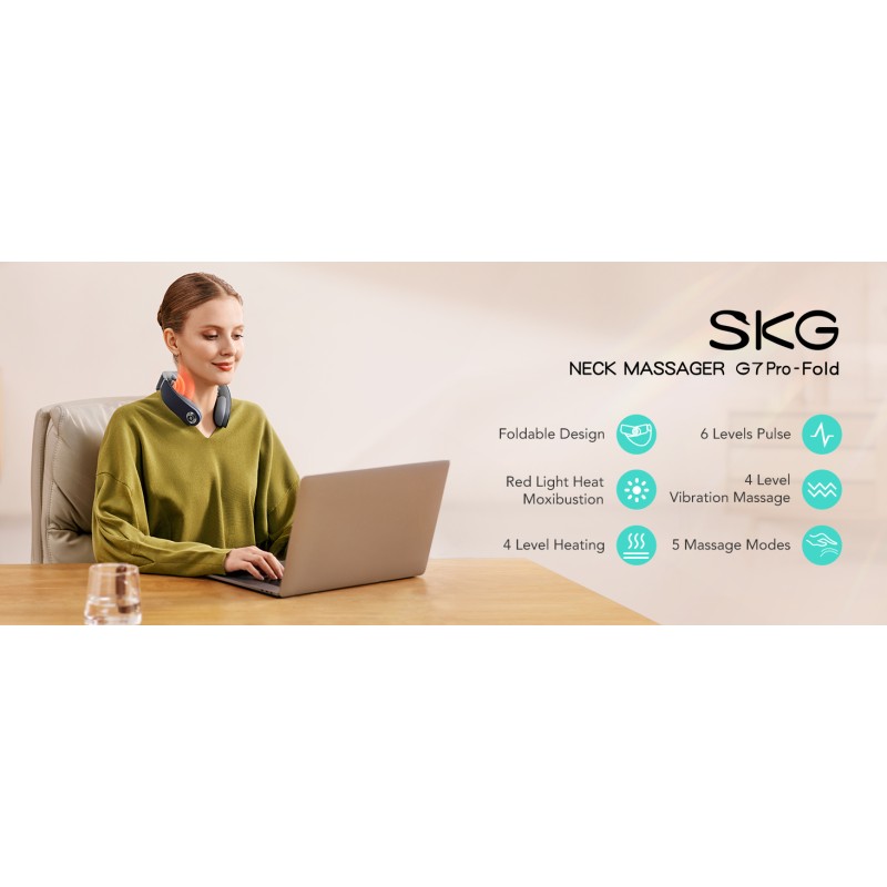 SKG Neck Massager - G7 Pro-Fold - Pulse-Heat-APP-Multiple Heads — Buy in Cyprus with Fast Delivery