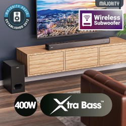 Majority SIERRA PLUS Soundbar - 400W 2.1.2 Dolby Atmos Wireless Subwoofer 3xHDMI BT-USB (UK)