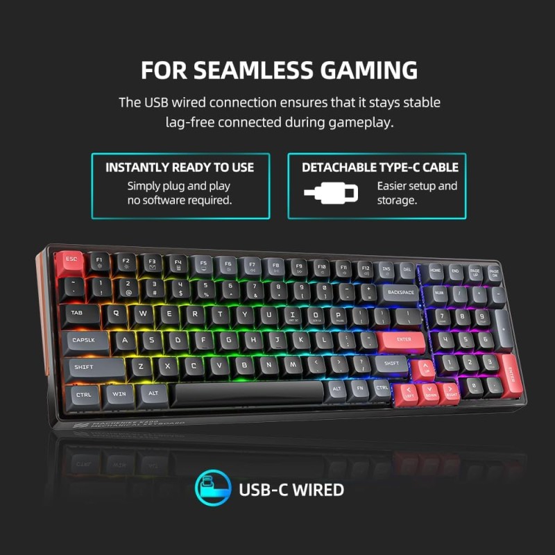 Machenike LITE Mechanical Gaming Keyboard - K600-B100 - 104 Red Switch Keys — Buy in Cyprus with Fast Delivery