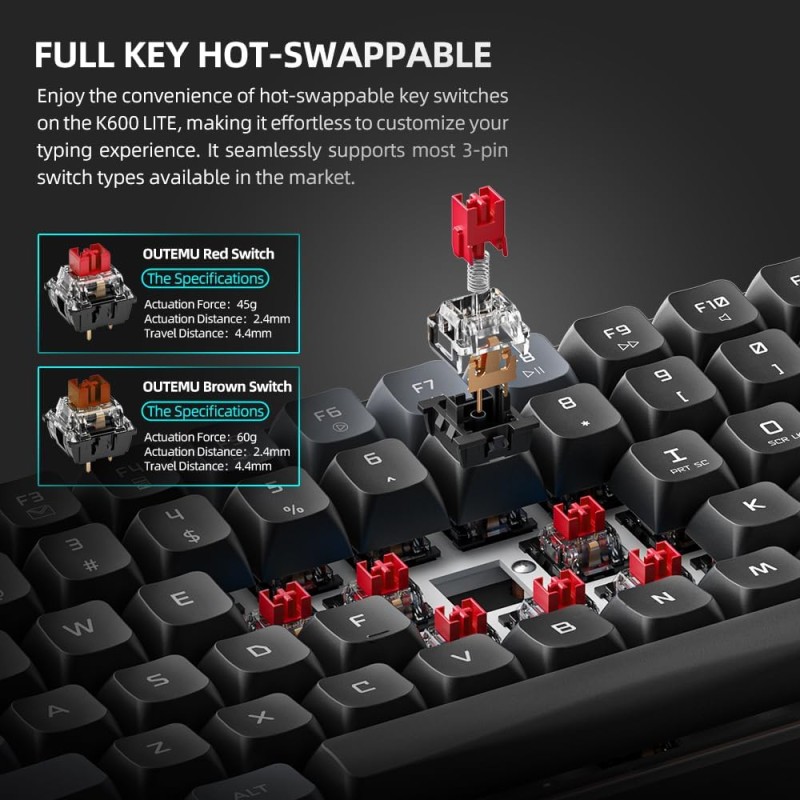 Machenike LITE Mechanical Gaming Keyboard - K600-B100 - 104 Red Switch Keys — Buy in Cyprus with Fast Delivery