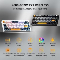 Machenike Keyboard - K600-B82W - Gasket Wireless BT Gaming Mechanical Keyboard Brown Switches