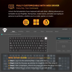 Machenike Keyboard - K600-B82W - Gasket Wireless BT Gaming Mechanical Keyboard Brown Switches