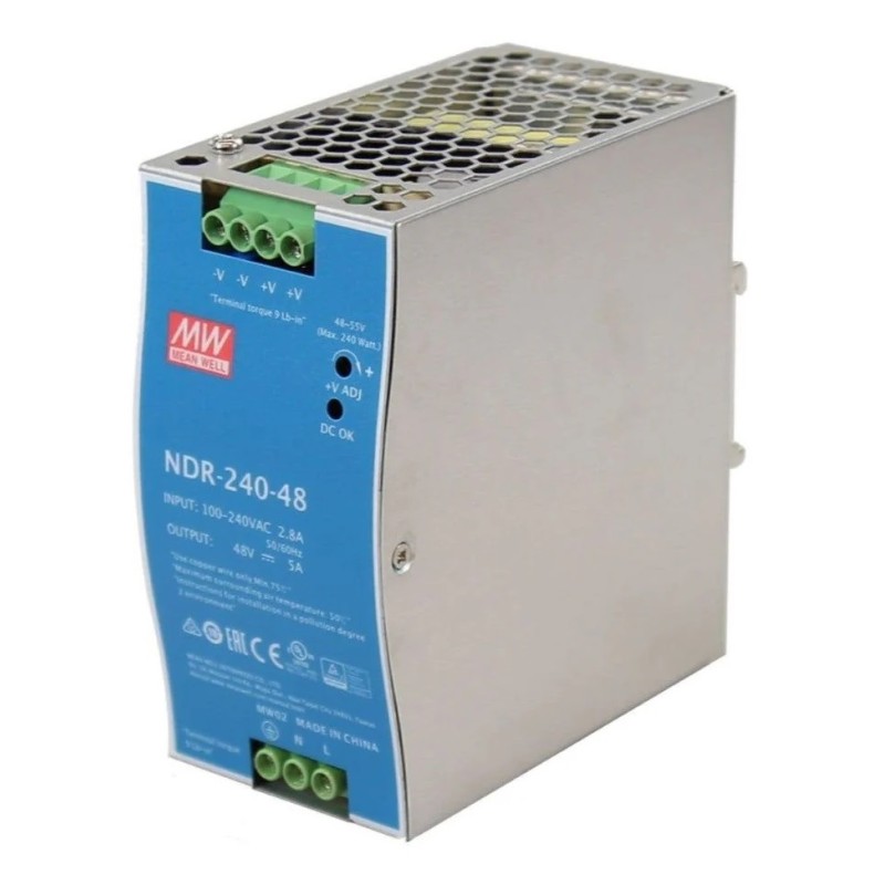 Meanwell Industrial DIN Rail PSU 48V 240W - NDR-240-48 - Industrial DIN Rail PSU 48V 240W — Buy in Cyprus with Fast Delivery