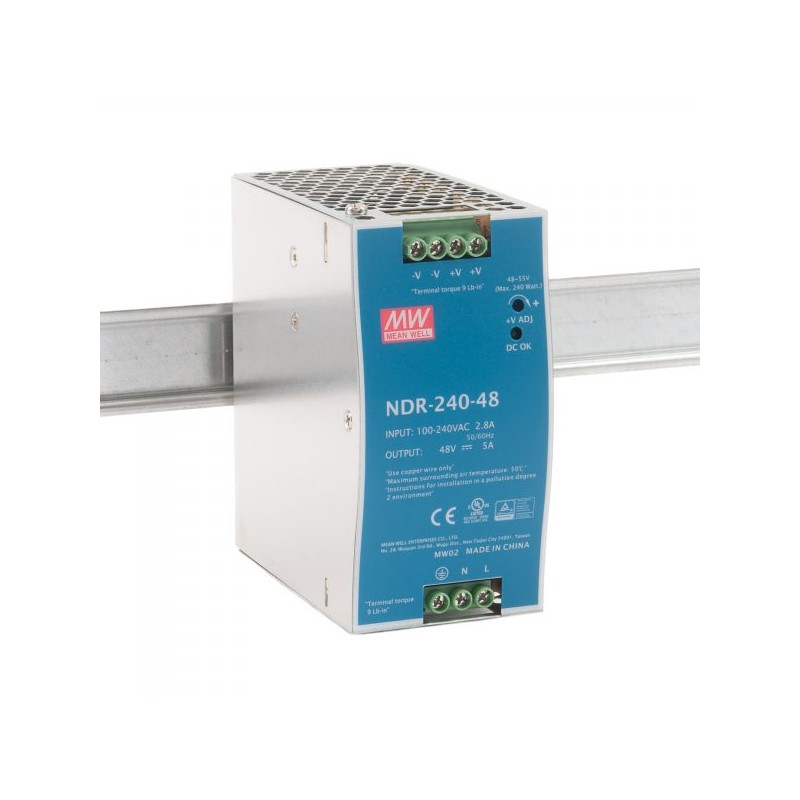 Meanwell Industrial DIN Rail PSU 48V 240W - NDR-240-48 - Industrial DIN Rail PSU 48V 240W — Buy in Cyprus with Fast Delivery
