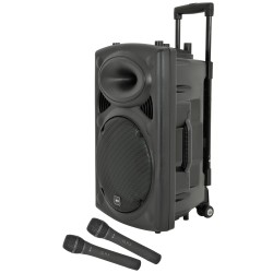 QTX QR12PA 12'' Professional Portable Karaoke & PA Speaker with 2x Wireless Microphones, Bluetooth USB & FM 178.847UK