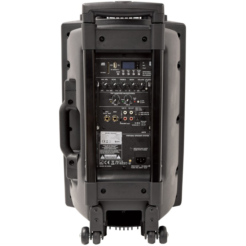 QTX QR12PA 12'' Professional Portable Karaoke & PA Speaker with 2x Wireless Microphones, Bluetooth USB & FM 178.847UK