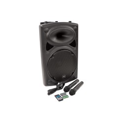 QTX QR12PA 12'' Professional Portable Karaoke & PA Speaker with 2x Wireless Microphones, Bluetooth USB & FM 178.847UK