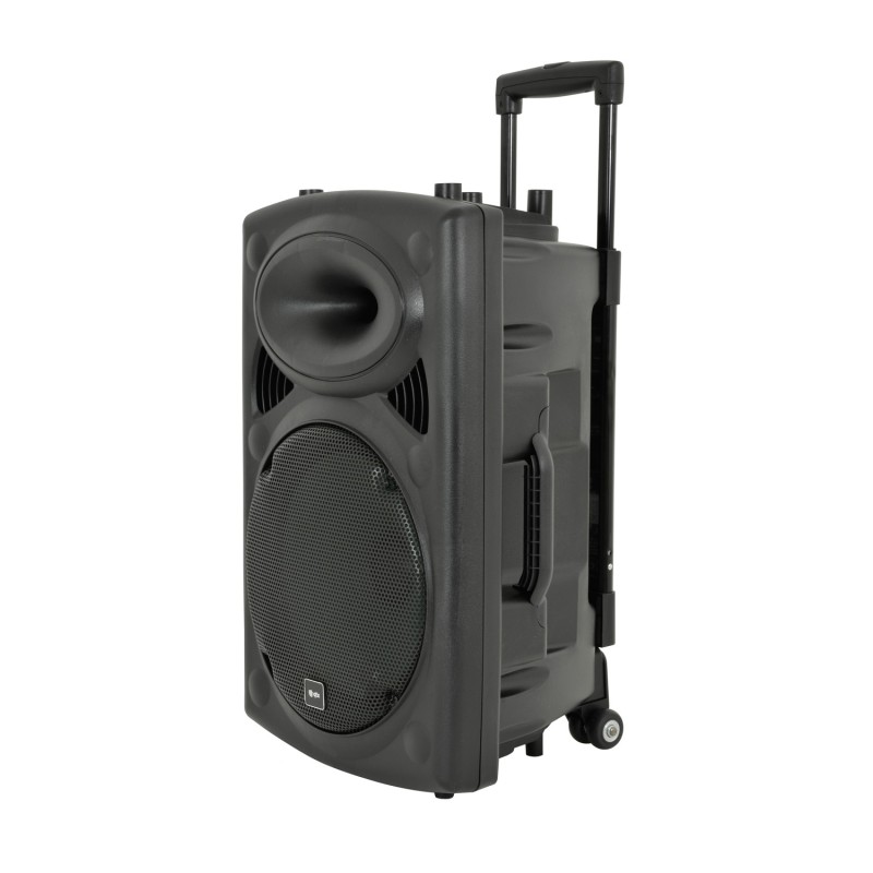 QTX QR12PA 12'' Professional Portable Karaoke & PA Speaker with 2x Wireless Microphones, Bluetooth USB & FM 178.847UK