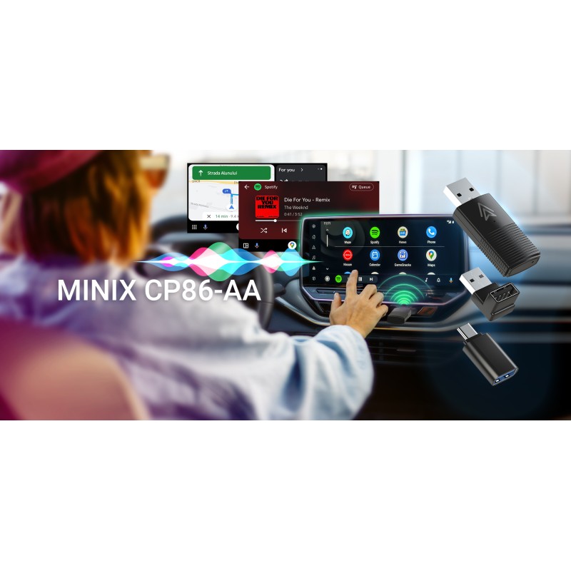 MINIX Car Wired to Wireless Android Auto USB Dongle - CP86-AA - Wired to Wireless Android Auto USB Dongle