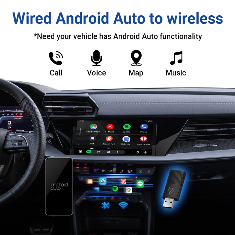 MINIX Car Wired to Wireless Android Auto USB Dongle - CP86-AA - Wired to Wireless Android Auto USB Dongle