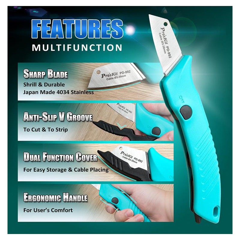 Proskit Knife - PD-992 - Knife for Electricians — Buy in Cyprus with Fast Delivery