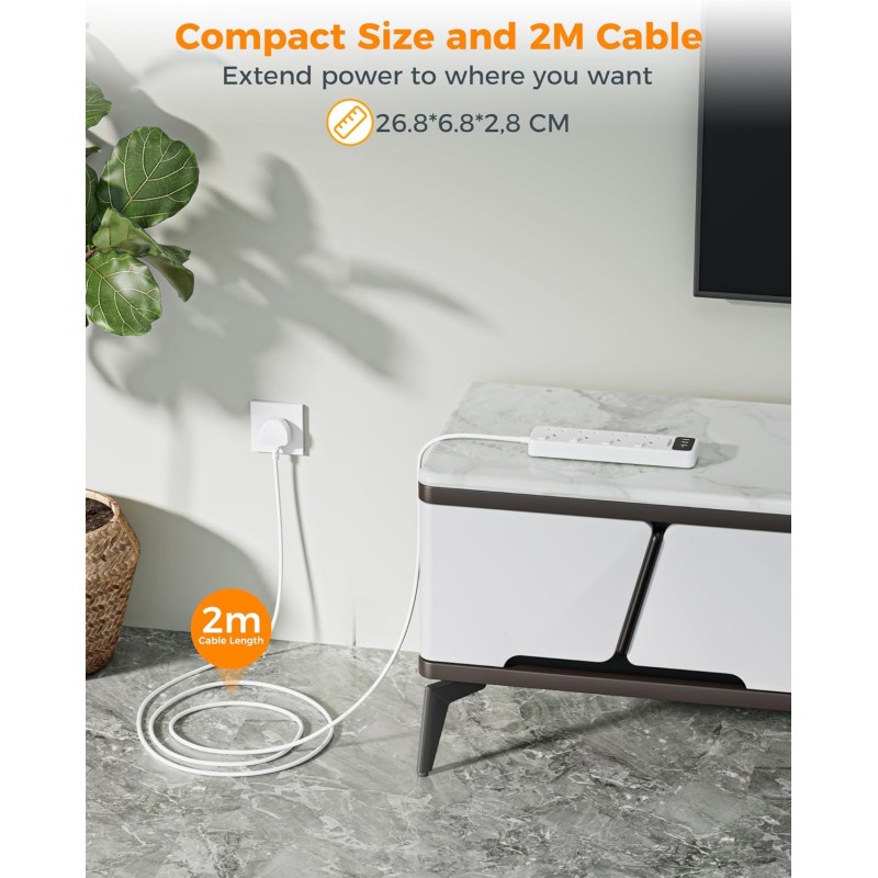 Tessan 4-Gang Extension - TS-B204 - 4-Gang Extension 3 USB-A 2m 13A — Buy in Cyprus with Fast Delivery