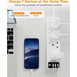 Tessan 4-Gang Extension - TS-B204 - 4-Gang Extension 3 USB-A 2m 13A — Buy in Cyprus with Fast Delivery