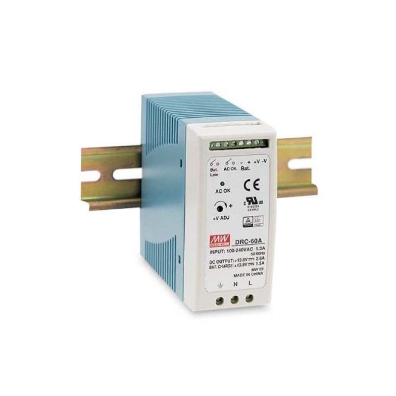 Meanwell DIN Rail Power Supply with UPS Function - DRC-60A - 12V 60W — Buy in Cyprus with Fast Delivery