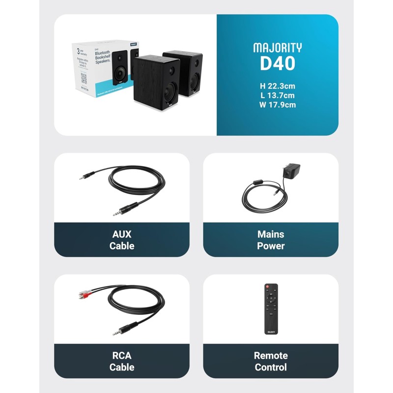 Majority Active Speakers - D40 - 60W 2.0 USB SD (pair) UK Plug — Buy in Cyprus with Fast Delivery