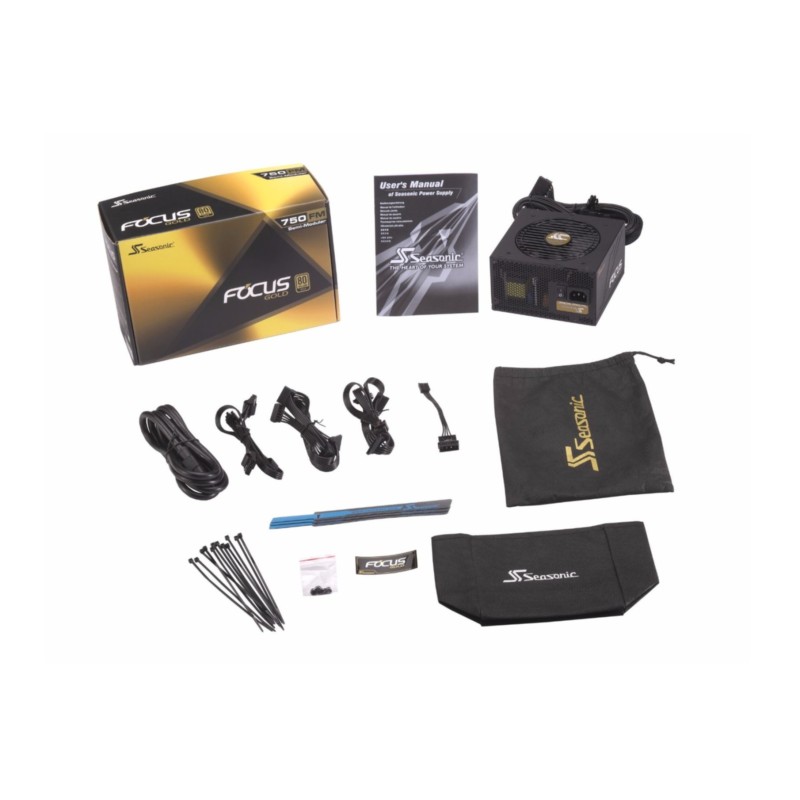 Seasonic FOCUS Gold SSR-750FM - 750W Semi-Modular ATX Power Supply, 80 PLUS Gold, 120mm FDB Fan