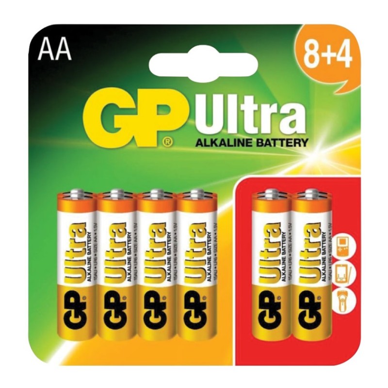 GP Ultra Alkaline Batteries - 656.012UK - AA 8+4 — Buy in Cyprus with Fast Delivery