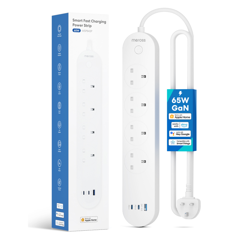 Meross Smart WiFi Powerstrip 4x AC sockets 1xUSB-A 2xUSB-C 65W 1.8m - MSP843PHK-UK - — Buy in Cyprus with Fast Delivery