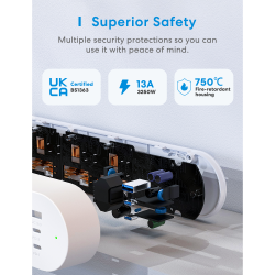 Meross Smart WiFi Powerstrip 4x AC sockets 1xUSB-A 2xUSB-C 65W 1.8m - MSP843PHK-UK - — Buy in Cyprus with Fast Delivery