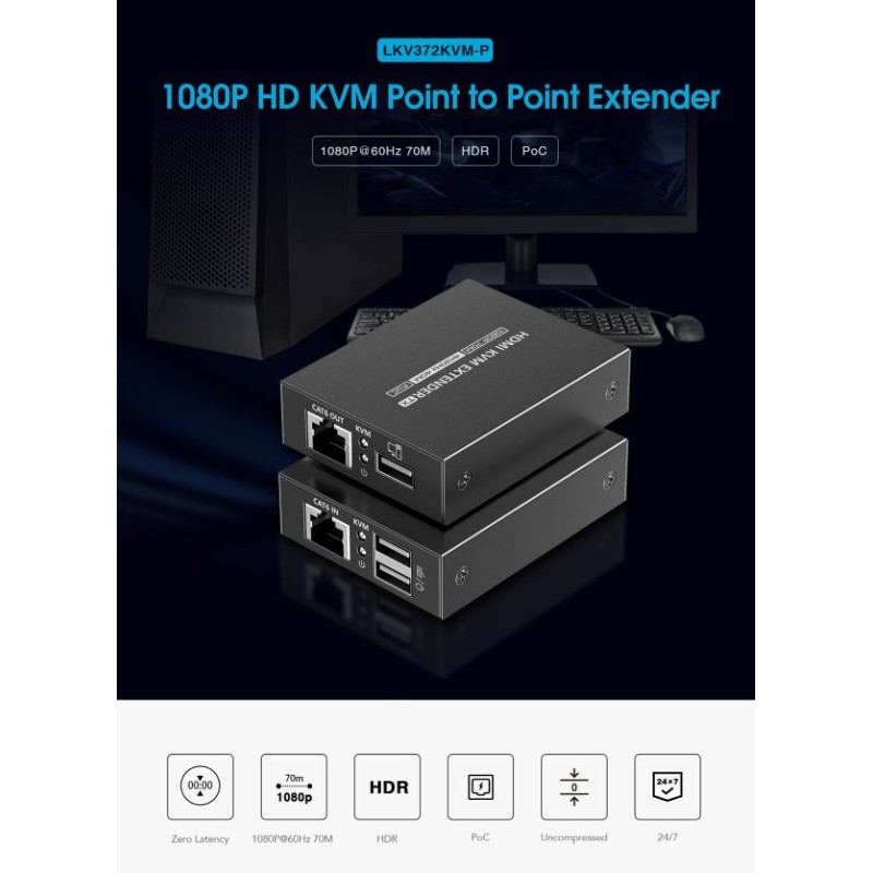 Lenkeng KVM HDMI Extender over Ethernet - LKV372KVM-P - 4K30Hz 70m — Buy in Cyprus with Fast Delivery