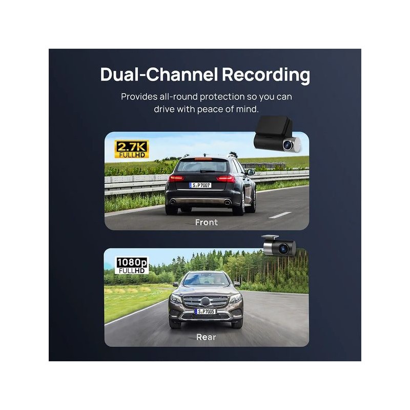 70mai Dash Cam Pro Plus+ - A500S-1 - Front & Rear w. Screen, RC06 Rearview Cam 1944P 140FOV 500