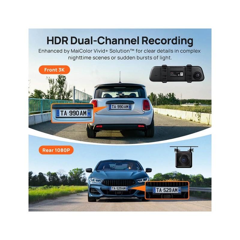 70mai Rearview Mirror Dash Cam - S500 - set 1944p 138fov Car Camera — Buy in Cyprus with Fast Delivery