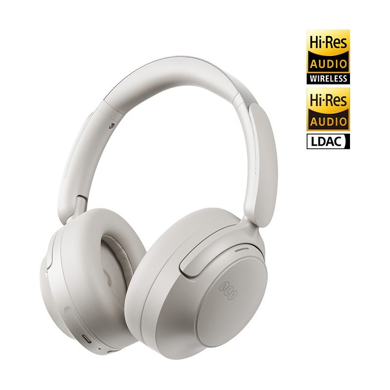 QCY Headphones - H3S - White, Type-C & Bluetooth 6.0 ANC iOS Android Call Noise Cancelling Headset102h