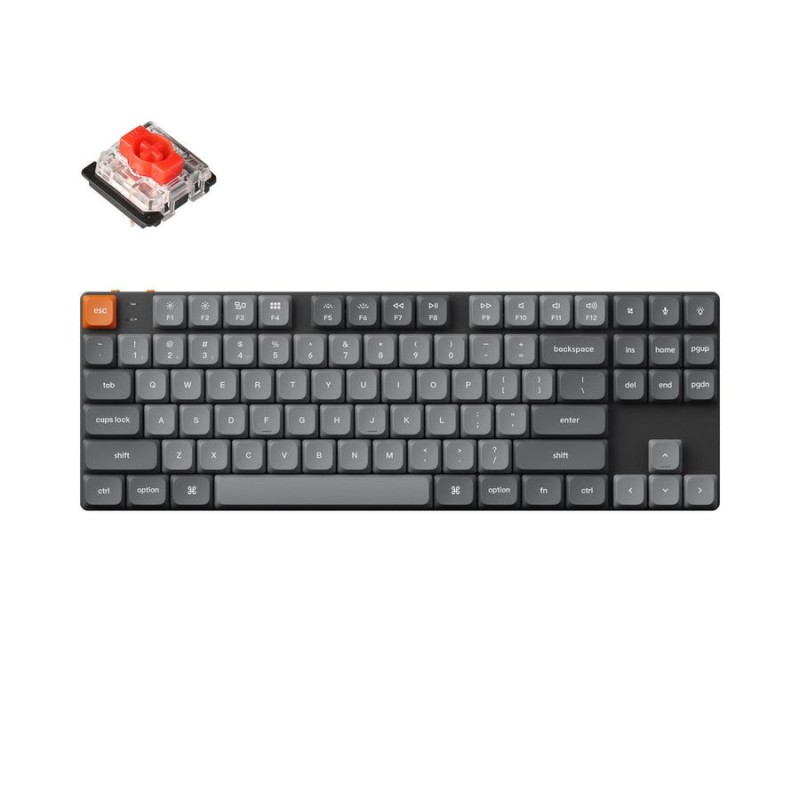 Keychron K1 Max - K1M-H1 - ANSI 80% TKL Black Full Assembled Red Switch RGB Hot-Swap Wired Low Profile