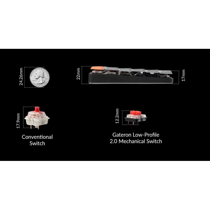 Keychron K1 Max - K1M-H1 - ANSI 80% TKL Black Full Assembled Red Switch RGB Hot-Swap Wired Low Profile