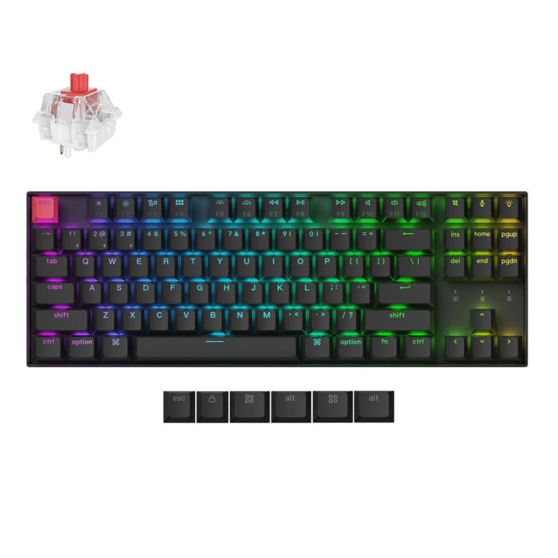 Keychron K8 V2 - K8X-H1 - QMK Wireless Mechanical Keyboard Red Switch HotSwap RGB 80% US Layout