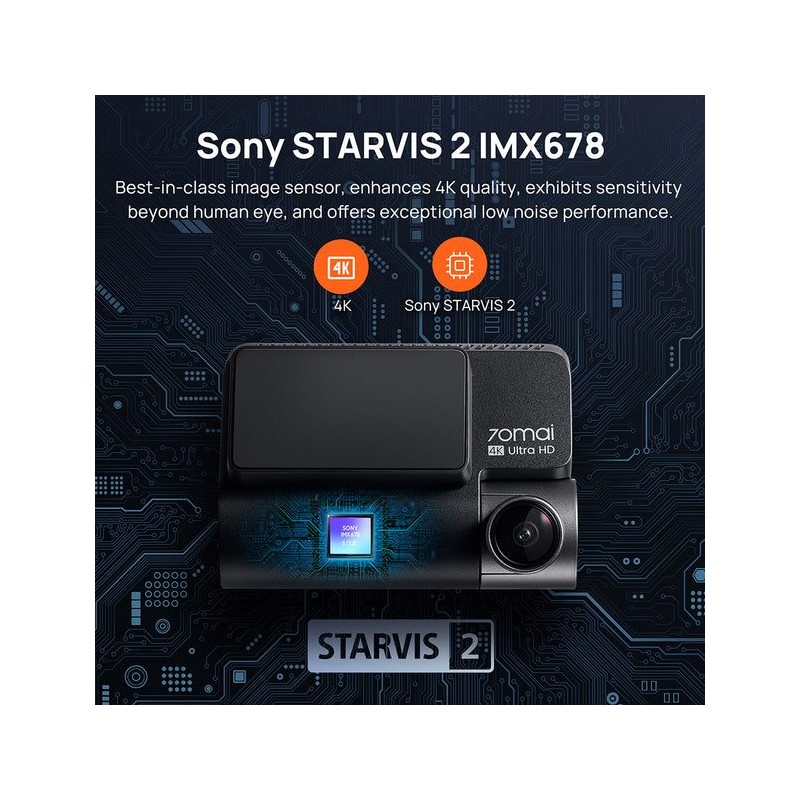 70mai Dash Cam 4K w. Screen - A810 - 2160p 60FPS 150FOV GPS 500mAh Car Camera — Buy in Cyprus with Fast Delivery