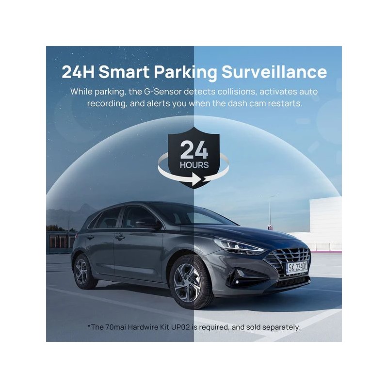 70mai Front & Rear Dash Cam w. Screen, Set with RC11 Rearview Camera - A200-1 - 1080P 60FPS 130FOV 500m