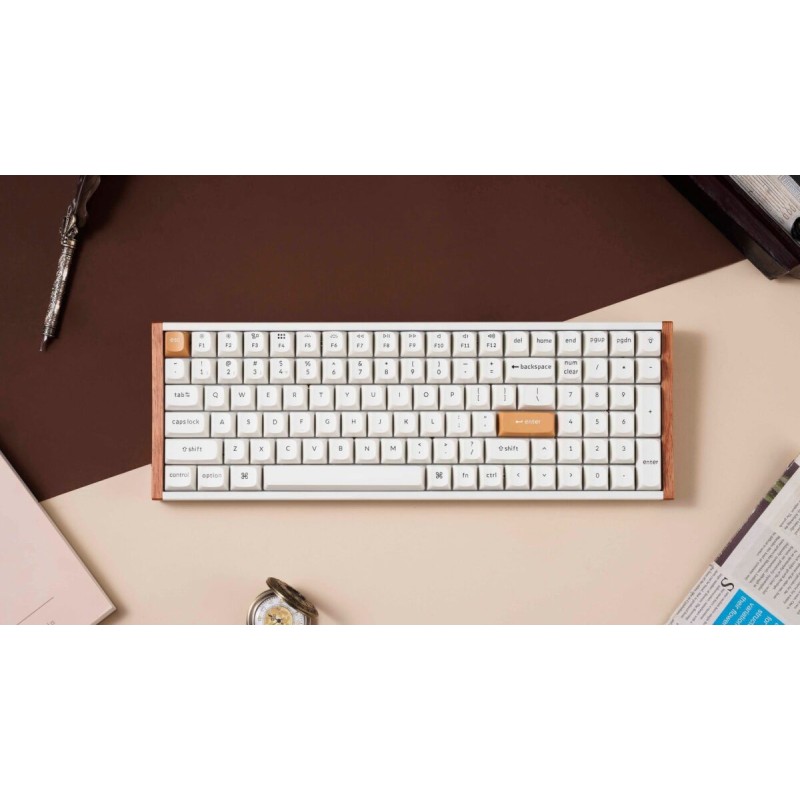 Keychron K4 HE - K4H-Q1 - Special Wood Edition White Wireless Magnetic Hall Effect RGB Keyboard 96% US