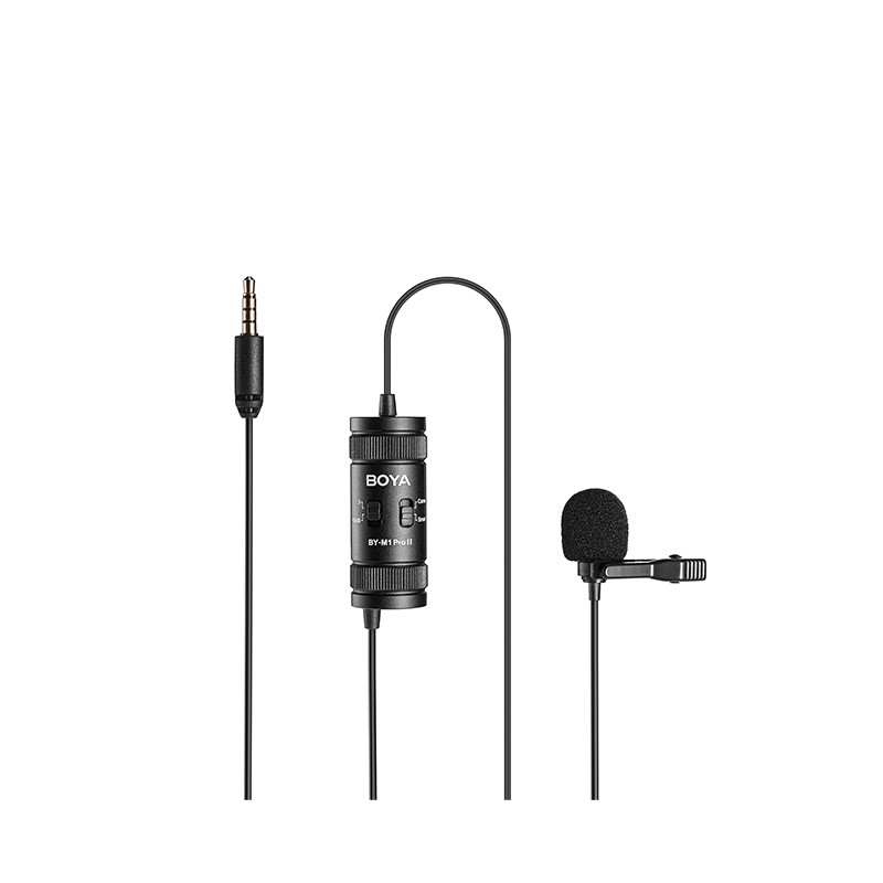 BOYA wired mic - BY-M1 Pro II - 6m cable, professional lavalier mic, camera, smartphone, tablet