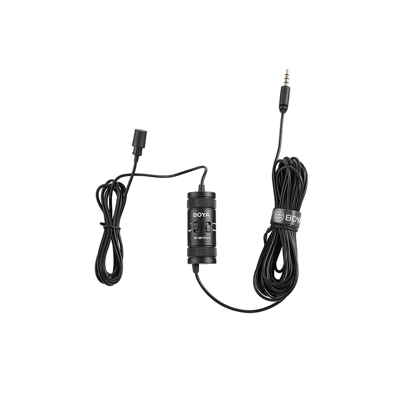 BOYA wired mic - BY-M1 Pro II - 6m cable, professional lavalier mic, camera, smartphone, tablet