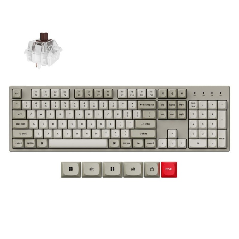 Keychron C2 Pro - C2PX-M3 - QMK VIA Mechanical Brown Switch - 8K Polling Rate Hot Swap. 100% US Retro