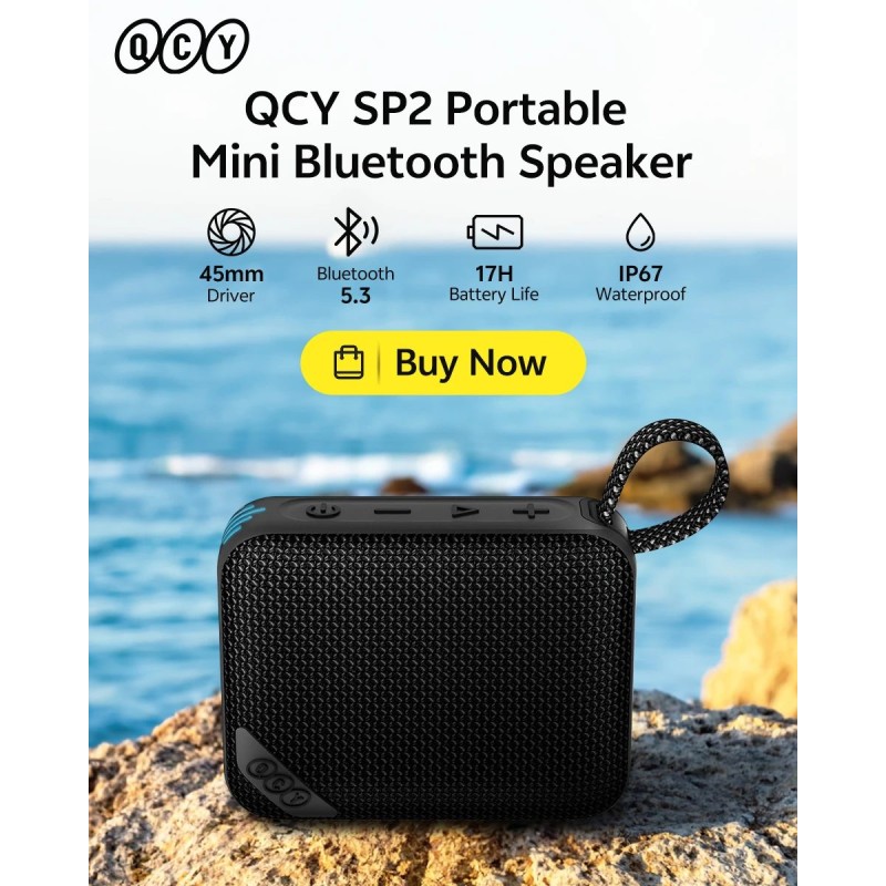 QCY Grey - SP2 - Pocket Size IP67 RGB BT Speaker Deep Punch Bass TWS Stereo Subwoofer 17h — Buy in Cyprus with Fast Delivery