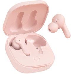 QCY Earbuds - T13 - TWS Pink Dual Driver 4-mic Noise Cancel True Wireless Earbuds - Quick Charge 380mAh