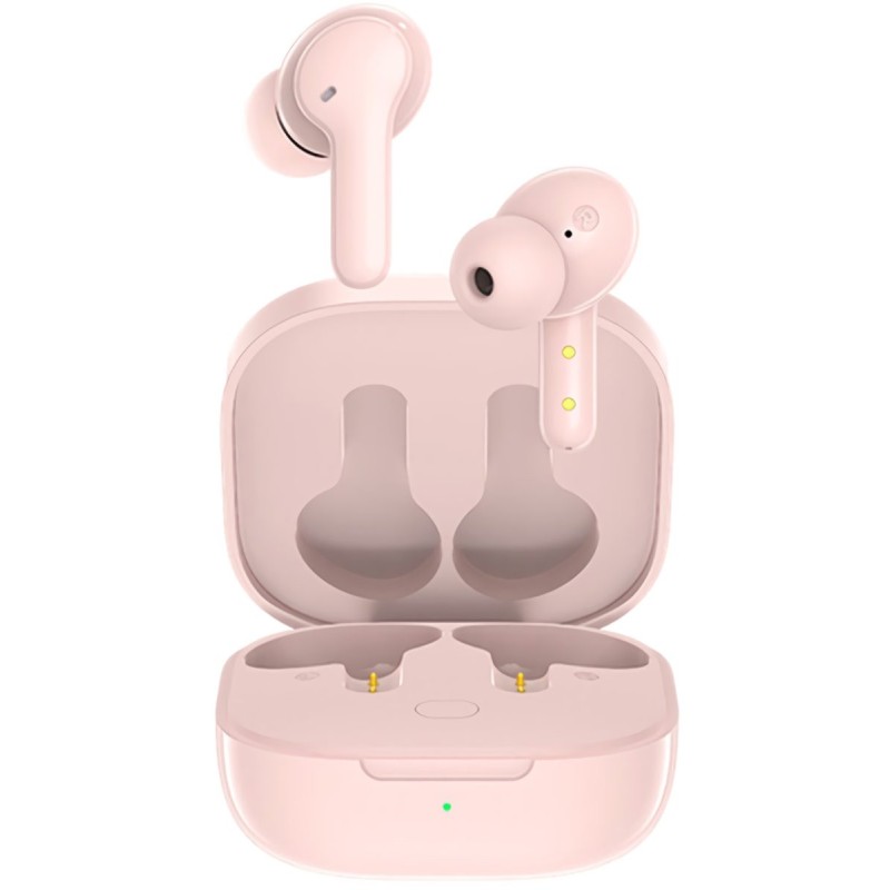 QCY Earbuds - T13 - TWS Pink Dual Driver 4-mic Noise Cancel True Wireless Earbuds - Quick Charge 380mAh