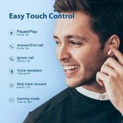 QCY Earbuds - T13 - TWS Pink Dual Driver 4-mic Noise Cancel True Wireless Earbuds - Quick Charge 380mAh