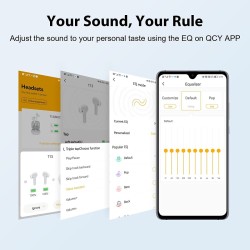 QCY Earbuds - T13 - TWS Pink Dual Driver 4-mic Noise Cancel True Wireless Earbuds - Quick Charge 380mAh