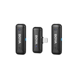 BOYA Wireless Microphone - BY-WM3T-D2 - 2.4GHz Wireless Microphone for iOS iPhone (2 transmitters, two-person vlog) and charger