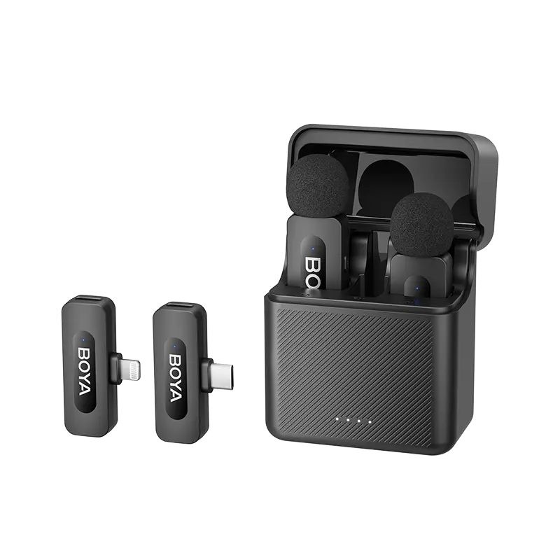BOYA Combo Mobile Wireless Microphone for Android iPhone - BY-V3 - USB-C & Lightning, 2-person vlog with dock