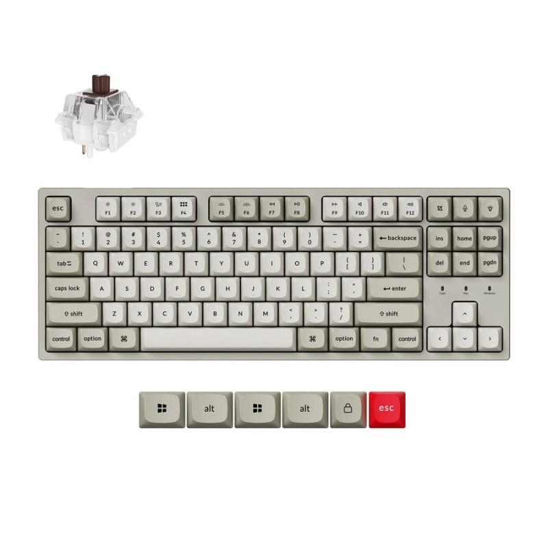 Keychron C1 Pro - C1PX-M3 - QMK VIA Mechanical Brown Sw. - 8K Polling Rate - Hot Swap - 80% US Retro RGB