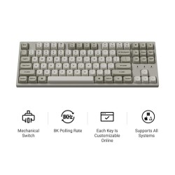Keychron C1 Pro - C1PX-M3 - QMK VIA Mechanical Brown Sw. - 8K Polling Rate - Hot Swap - 80% US Retro RGB