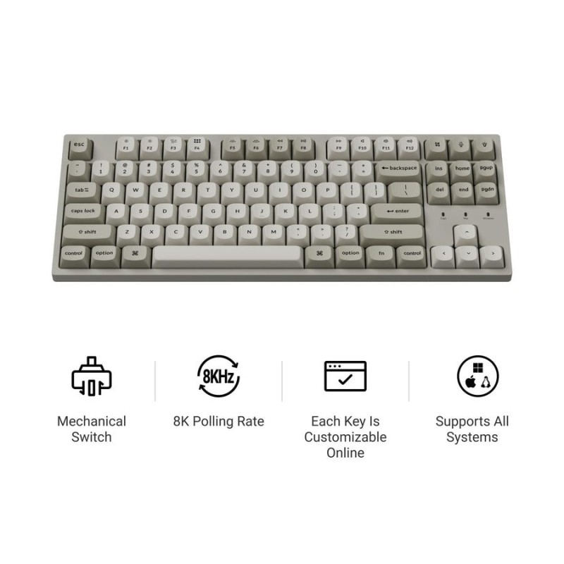 Keychron C1 Pro - C1PX-M3 - QMK VIA Mechanical Brown Sw. - 8K Polling Rate - Hot Swap - 80% US Retro RGB