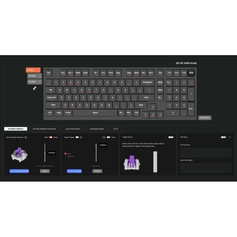 Keychron Q5 HE - Q5H-M1 - QMK Wireless Custom Hall Effect Keyboard Purple Switch 96% US Layout