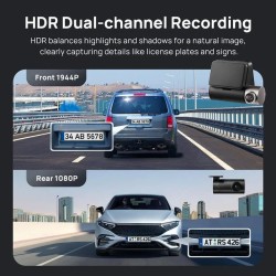 70mai Dash Cam - A510-1 - Front & Rear Dash Cam with Screen RC11 Rearview Cam - 1600p, 3k pic, Loop rec